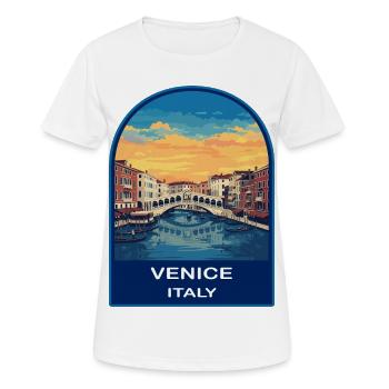 Pont Venise Rialto, Grand Canal, Coucher de soleil Retro Badg - T-shirt respirant Femme - blanc - Devant - AI Model Female 172 dark (172cm)