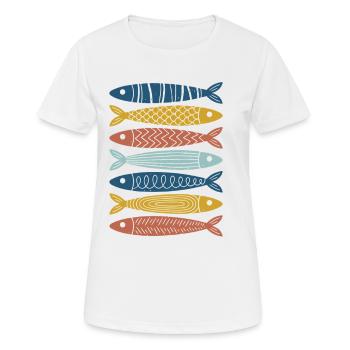 Motif de la série Poissons Colorés - T-shirt respirant Femme - blanc - Devant - AI Model Female 172 dark (172cm)