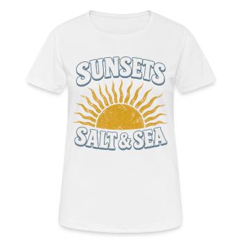 Coucher de soleil Sel et mer avec soleil coucher - T-shirt respirant Femme - blanc - Devant - AI Model Female 172 dark (172cm)