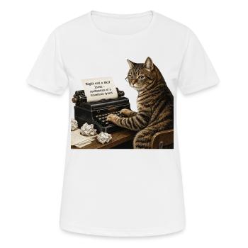 Novelist Cat - Women's Breathable T-Shirt - white - Front - AI Model Female 172 dark (172cm)