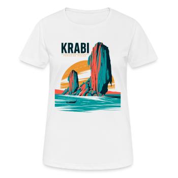 Krabi Sunset Rocky Landscape - Women's Breathable T-Shirt - white - Front - AI Model Female 172 dark (172cm)
