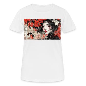 Japan Collage Punk Art Portrait Graffiti Pop Frau - Frauen T-Shirt atmungsaktiv - Weiß - Vorne - AI Model Female 172 dark (172cm)