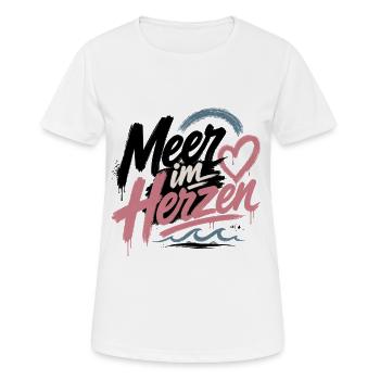 Mein Herz am Meer - Frauen T-Shirt atmungsaktiv - Weiß - Vorne - AI Model Female 172 dark (172cm)