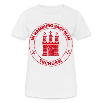 In Hamburg Sagt Man Tschüss! (Abschied / Red) - Frauen T-Shirt atmungsaktiv - Weiß - Vorne - AI Model Female 172 dark (172cm)