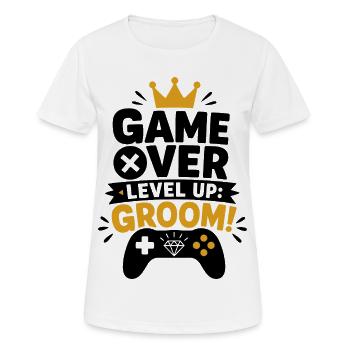 JGA : Game Over - Monte de niveau : Groom ! - T-shirt respirant Femme - blanc - Devant - AI Model Female 172 dark (172cm)