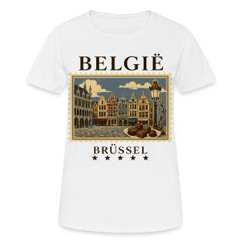 Belgien Brüssel Vintage Reisemarke - Frauen T-Shirt atmungsaktiv - Weiß - Vorne - AI Model Female 172 dark (172cm)