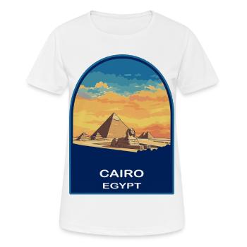 Cairo Egypt Pyramids Sphinx Retro Sunset Badge - Women's Breathable T-Shirt - white - Front - AI Model Female 172 dark (172cm)