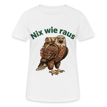 Nix wie raus Natur Abenteuer Adler - Frauen T-Shirt atmungsaktiv - Weiß - Vorne - AI Model Female 172 dark (172cm)