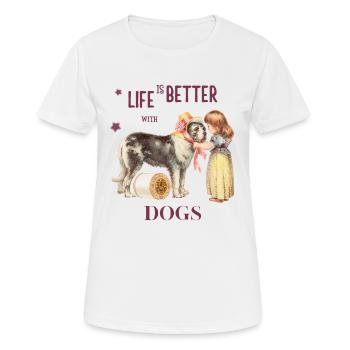 Lien canin vintage : la vie est meilleure avec les chiens - T-shirt respirant Femme - blanc - Devant - AI Model Female 172 dark (172cm)
