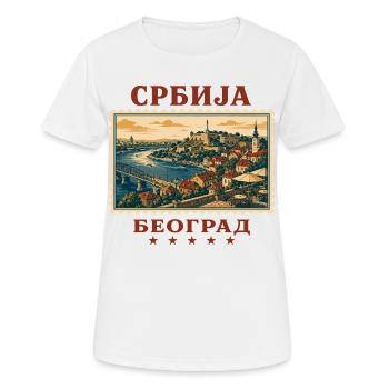 Serbien Belgrad Vintage Reisemarke - Frauen T-Shirt atmungsaktiv - Weiß - Vorne - AI Model Female 172 dark (172cm)