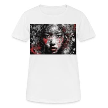 Visage de l’art urbain japonais avec un motif rétro punk Art - T-shirt respirant Femme - blanc - Devant - AI Model Female 172 dark (172cm)