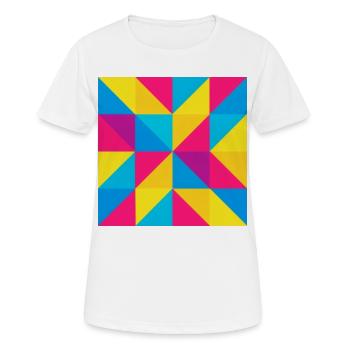 Patchwork géométrique vif - T-shirt respirant Femme - blanc - Devant - AI Model Female 172 dark (172cm)