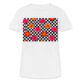 Motif de pop en flambeur à damier - T-shirt respirant Femme - blanc - Devant - AI Model Female 172 dark (172cm)
