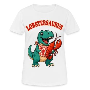 Lobstersaurus Cartoon-Dino mit Krabbe - Frauen T-Shirt atmungsaktiv - Weiß - Vorne - AI Model Female 172 dark (172cm)