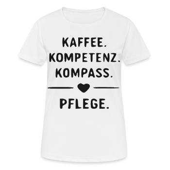 Kaffee Kompetenz Kompass Pflege - Frauen T-Shirt atmungsaktiv - Weiß - Vorne - AI Model Female 172 dark (172cm)