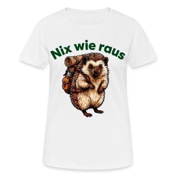 Igel mit Rucksack - Frauen T-Shirt atmungsaktiv - Weiß - Vorne - AI Model Female 172 dark (172cm)