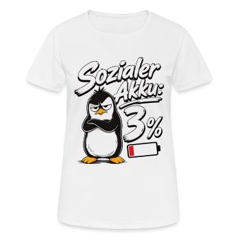 Sozialer Akku 3 Prozent Pinguin Lustiger Spruch - Frauen T-Shirt atmungsaktiv - Weiß - Vorne - AI Model Female 172 dark (172cm)