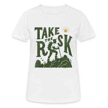Take the Risk Wanderer Grafik - Frauen T-Shirt atmungsaktiv - Weiß - Vorne - AI Model Female 172 dark (172cm)