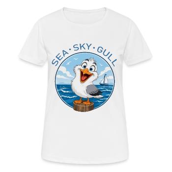 Möwe auf dem Haufen - Frauen T-Shirt atmungsaktiv - Weiß - Vorne - AI Model Female 172 dark (172cm)