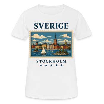 Schweden Stockholm Vintage Reisemarke - Frauen T-Shirt atmungsaktiv - Weiß - Vorne - AI Model Female 172 dark (172cm)