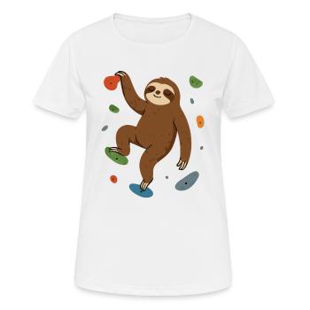 Zen Faultier beim Bouldern an der Wand - Frauen T-Shirt atmungsaktiv - Weiß - Vorne - AI Model Female 172 dark (172cm)