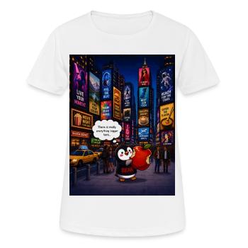 Beak Apple – Funny New York Penguin Design - Women's Breathable T-Shirt - white - Front - AI Model Female 172 dark (172cm)
