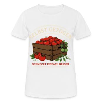 Selbstgezogen Tomaten: Frische Genuss - Frauen T-Shirt atmungsaktiv - Weiß - Vorne - AI Model Female 172 dark (172cm)