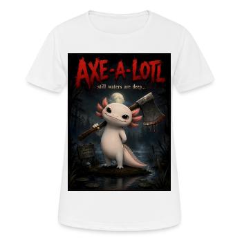 Axe-a-lotl – Dessin animé d’horreur Axolotl Flippant et mignon - T-shirt respirant Femme - blanc - Devant - AI Model Female 172 dark (172cm)
