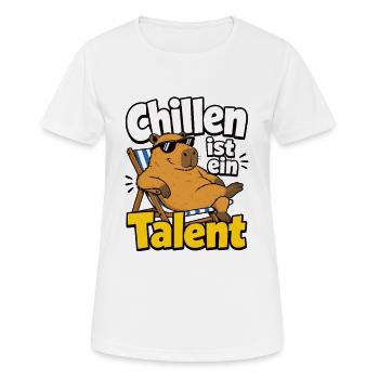 Chillen ist ein Talent Capybara Lustiger Spruch - Frauen T-Shirt atmungsaktiv - Weiß - Vorne - AI Model Female 172 dark (172cm)