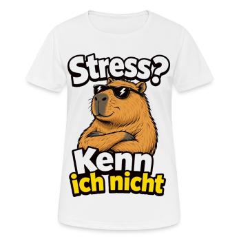 Stress Kenn Ich Nicht Capybara Lustiger Spruch - Frauen T-Shirt atmungsaktiv - Weiß - Vorne - AI Model Female 172 dark (172cm)