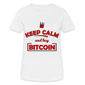 Restez calme Bitcoin Print - T-shirt respirant Femme - blanc - Devant - AI Model Female 172 dark (172cm)