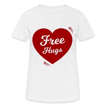 Heart with Free Hug's message - Women's Breathable T-Shirt - white - Front - AI Model Female 172 dark (172cm)