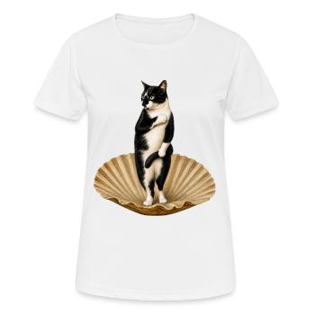 Chat sur coquille - T-shirt respirant Femme - blanc - Devant - AI Model Female 172 dark (172cm)
