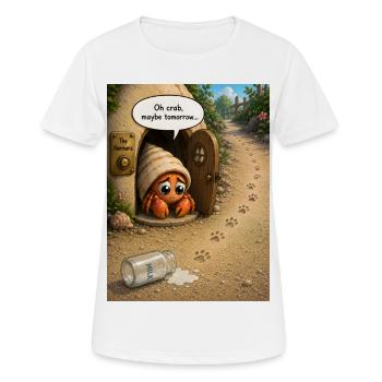 Oh Crab, Maybe Tomorrow – Cute Hermit Crab Cartoon - Women's Breathable T-Shirt - white - Front - AI Model Female 172 dark (172cm)
