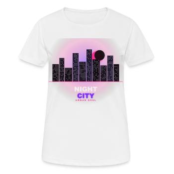 Night City – Neon-Urbane Skyline - Frauen T-Shirt atmungsaktiv - Weiß - Vorne - AI Model Female 172 dark (172cm)