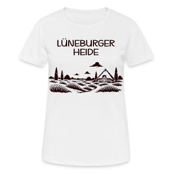 Lüneburger Heide - Frauen T-Shirt atmungsaktiv - Weiß - Vorne - AI Model Female 172 dark (172cm)