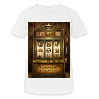 SlothMachine – Every Pull Wins for Sloth Lovers - Women's Breathable T-Shirt - white - Front - AI Model Female 172 dark (172cm)