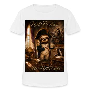 NAPoleon Bo-NAP-arte – Funny Sloth History Pun - Frauen T-Shirt atmungsaktiv - Weiß - Vorne - AI Model Female 172 dark (172cm)