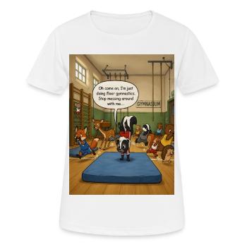 Floor Gymnastics – Funny Skunk Gymnastics Design - Frauen T-Shirt atmungsaktiv - Weiß - Vorne - AI Model Female 172 dark (172cm)