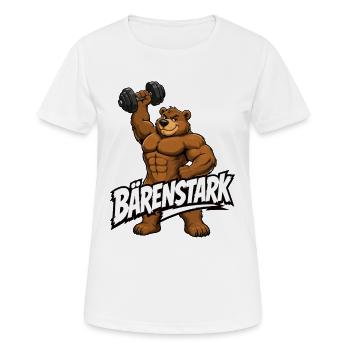 Bärenstark Fitness Bär Hantel Motiv - Frauen T-Shirt atmungsaktiv - Weiß - Vorne - AI Model Female 172 dark (172cm)