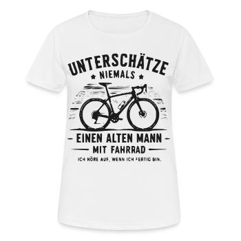 Unterschätze niemals alten Mann mit Fahrrad - Frauen T-Shirt atmungsaktiv - Weiß - Vorne - AI Model Female 172 dark (172cm)