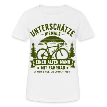 Unterschätze niemals alten Mann mit Fahrrad - Frauen T-Shirt atmungsaktiv - Weiß - Vorne - AI Model Female 172 dark (172cm)