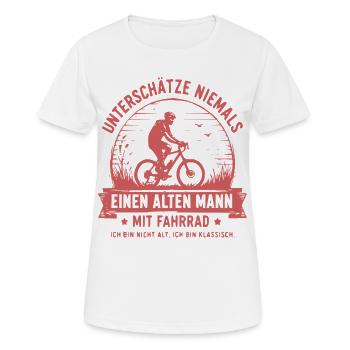 Unterschätze niemals alten Mann mit Fahrrad - Frauen T-Shirt atmungsaktiv - Weiß - Vorne - AI Model Female 172 dark (172cm)