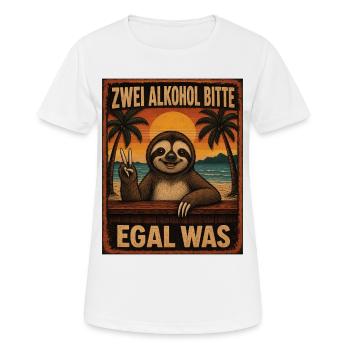Zwei Alkohol bitte egal was ein lustiger Faultier  - Frauen T-Shirt atmungsaktiv - Weiß - Vorne - AI Model Female 172 dark (172cm)