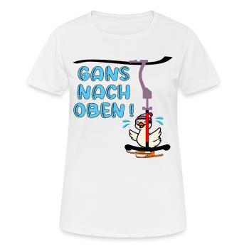 Skilift - Gans Oben - Frauen T-Shirt atmungsaktiv - Weiß - Vorne - AI Model Female 172 dark (172cm)