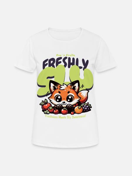 Cute Kawaii Fox with Fruits - Women's Breathable T-Shirt - white