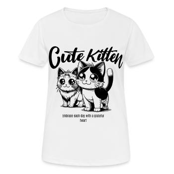 Chat mignon Chaton Design de la bande dessinée - T-shirt respirant Femme - blanc - Devant - AI Model Female 172 dark (172cm)