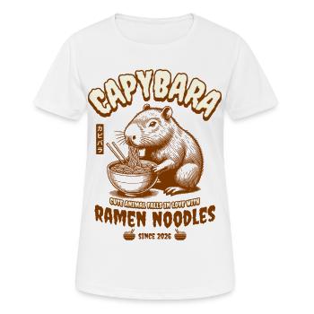 Capybara Ramen Nudeln Retro Kunst - Frauen T-Shirt atmungsaktiv - Weiß - Vorne - AI Model Female 172 dark (172cm)