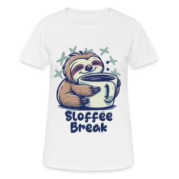 Sloffee Break Faultier Kaffee - Frauen T-Shirt atmungsaktiv - Weiß - Vorne - AI Model Female 172 dark (172cm)