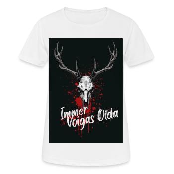 Geweih Schädel mit Rotspritzer - Frauen T-Shirt atmungsaktiv - Weiß - Vorne - AI Model Female 172 dark (172cm)